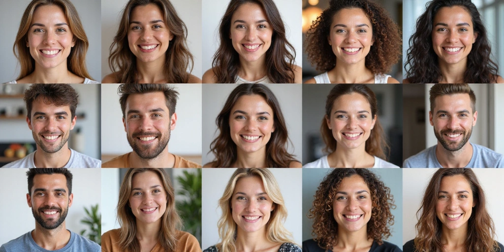Kolaż uśmiechniętych, różnorodnych ludzi symbolizujących zadowolonych klientów.